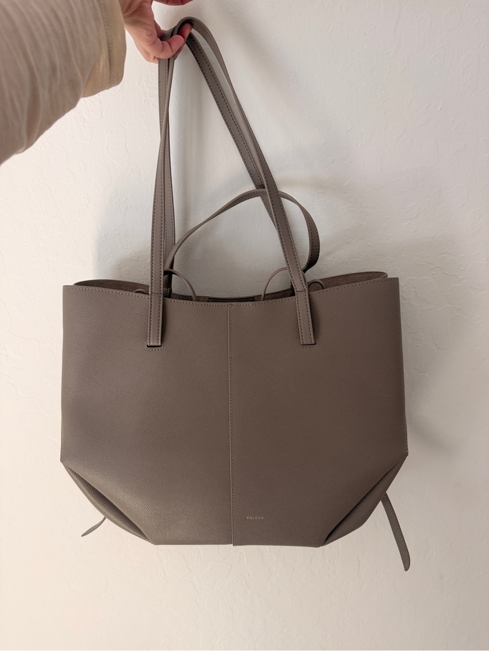 Polene Taupe Tote Bag with Double Straps
